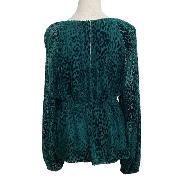 ALC KAREN FOREST GREEN EMERALD VELVET BURNOUT TUNIC TOP - M - Picture 5 of 10